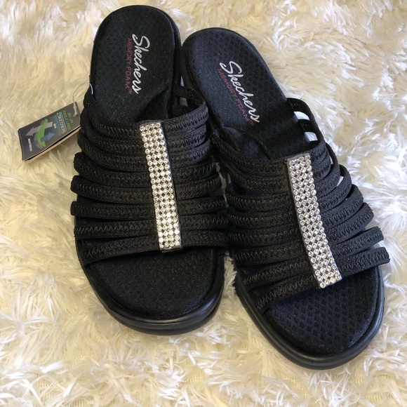Skechers Women's Black Sandals with Silver Accents NWT size 9 - Picture 8 of 15